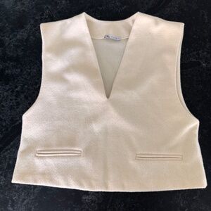 Zara white wool vest top size small